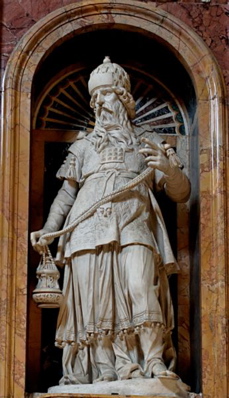 "Statue of Melchizedek in the Borghese Chapel of the Basilica di Santa Maria Maggiore."