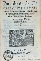 Title page of Nostradmaus paraphrase of Galen.jpg
